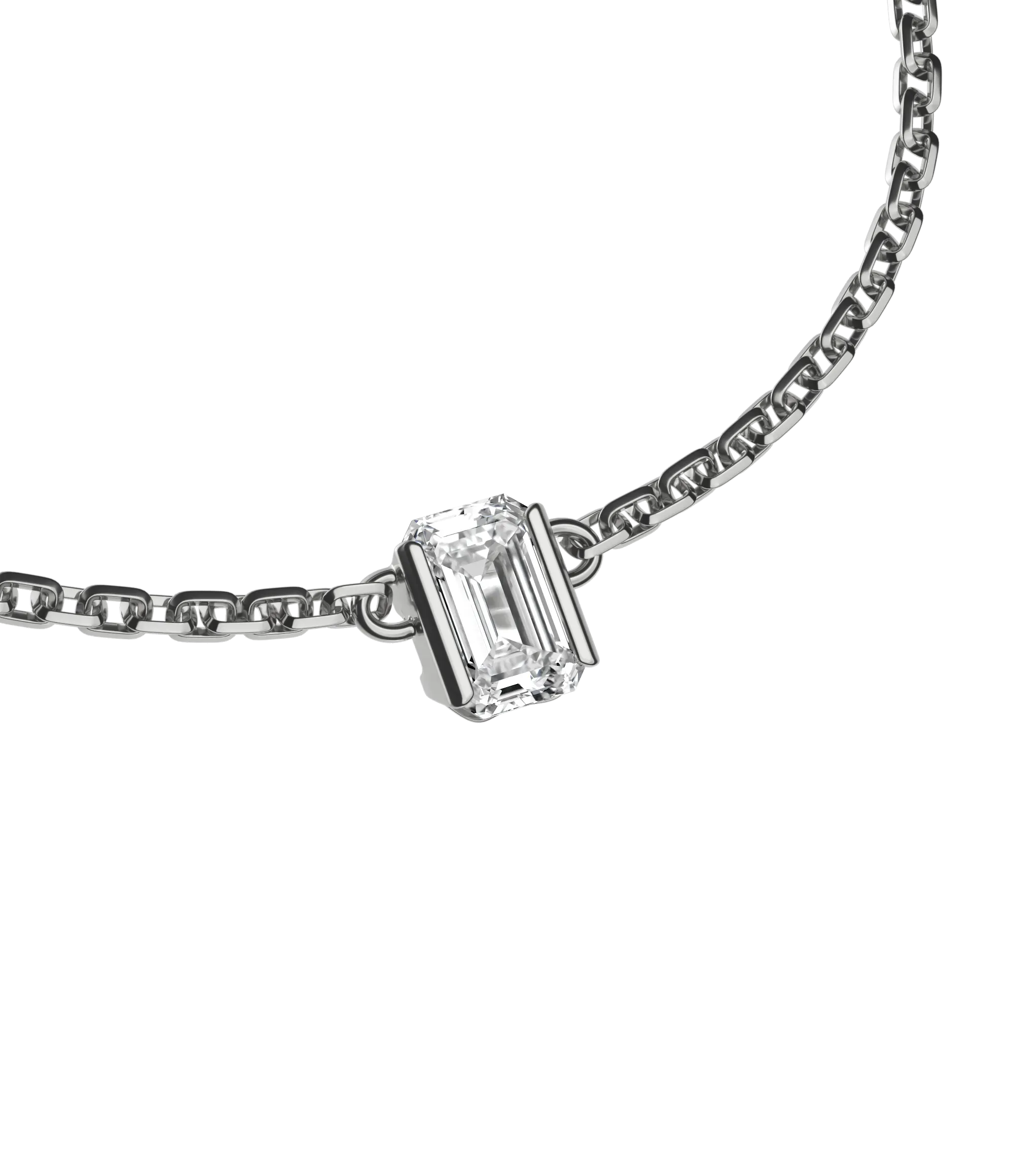 Emerald lab-grown diamond solitaire chain necklace, 0.50ct in 18K recycled white gold