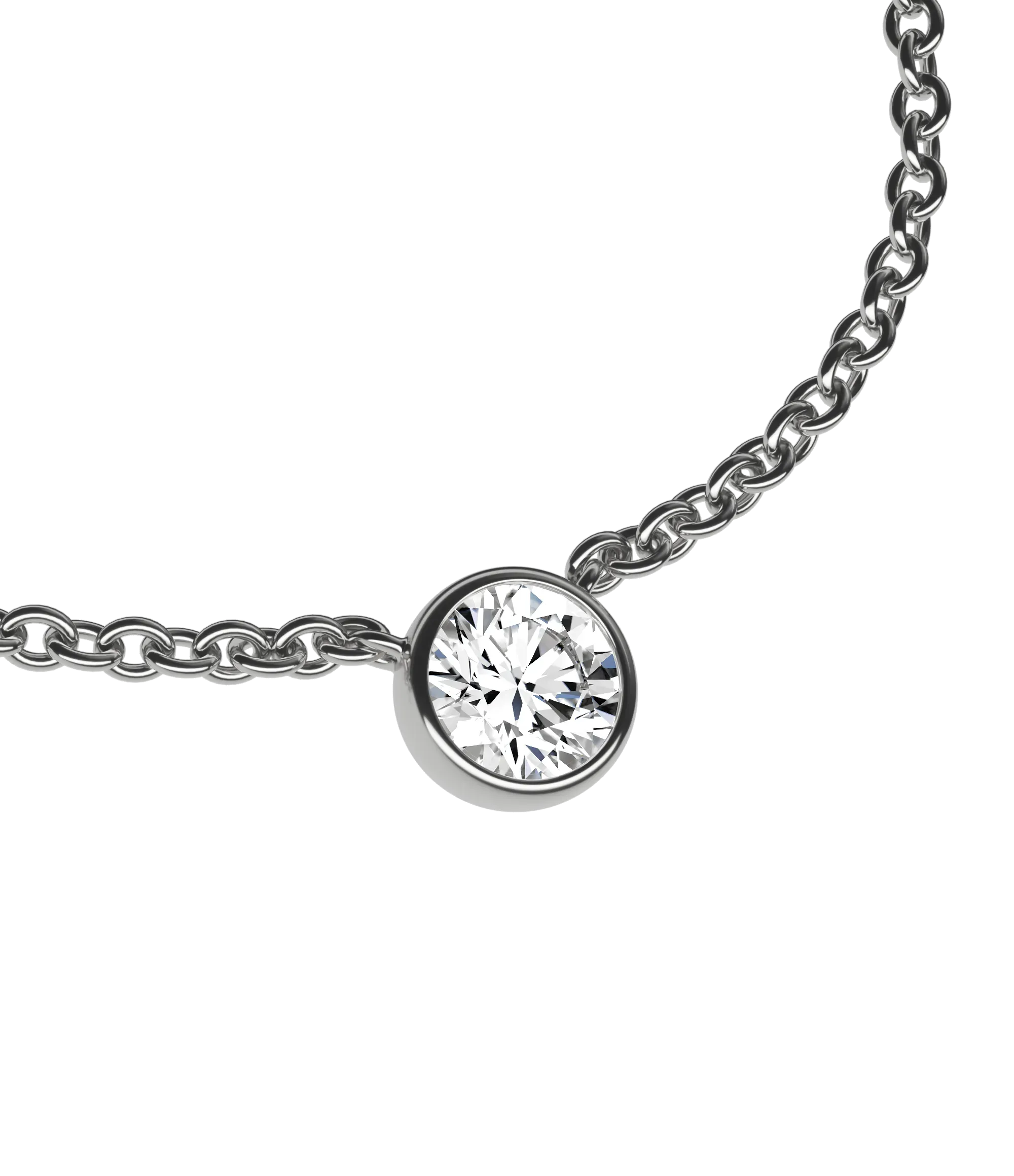 Round brilliant lab-grown diamond solitaire chain necklace, 0.50ct in 18K recycled white gold