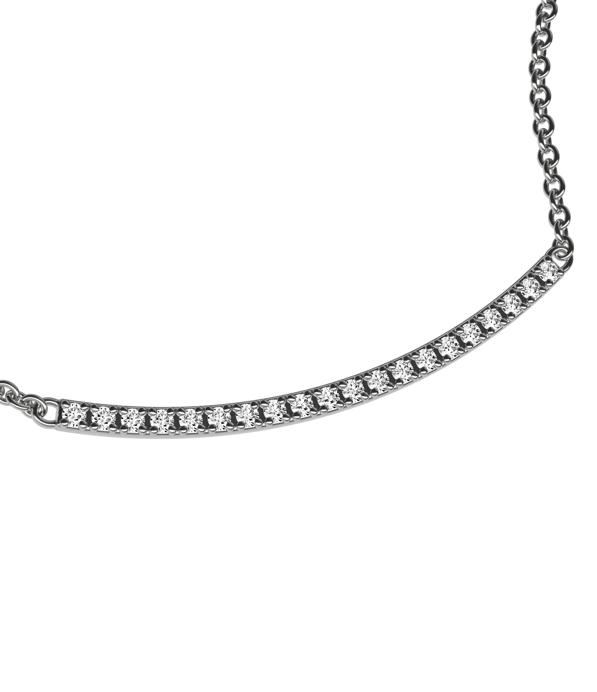 Round brilliant lab-grown diamond pavé barre chain necklace, 0.40ct in 18K recycled white gold