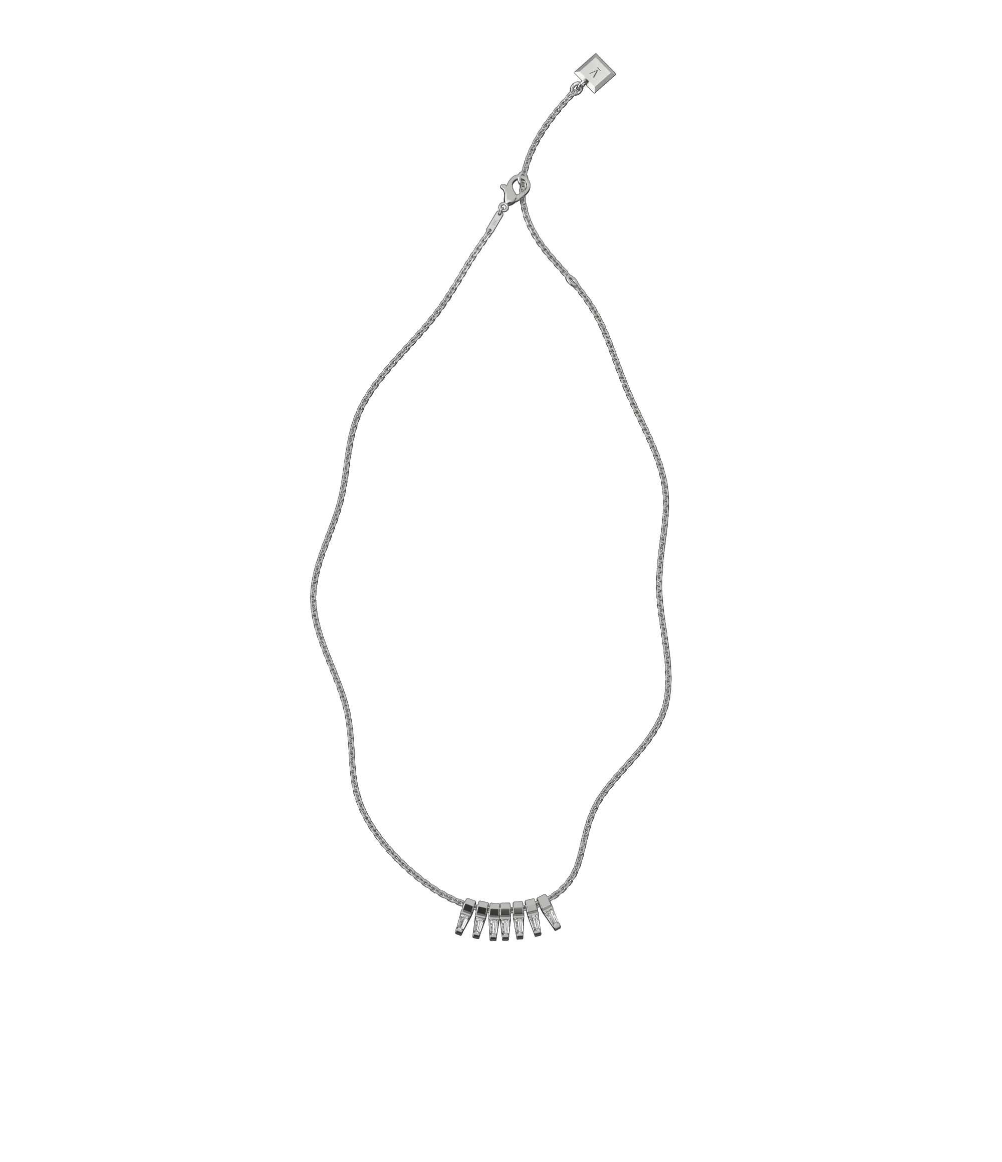 Tapered baguette lab-grown diamond multi-stone chain necklace, 0.84ct in 18K recycled white gold