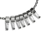 Tapered baguette lab-grown diamond multi-stone chain necklace, 0.84ct in 18K recycled white gold