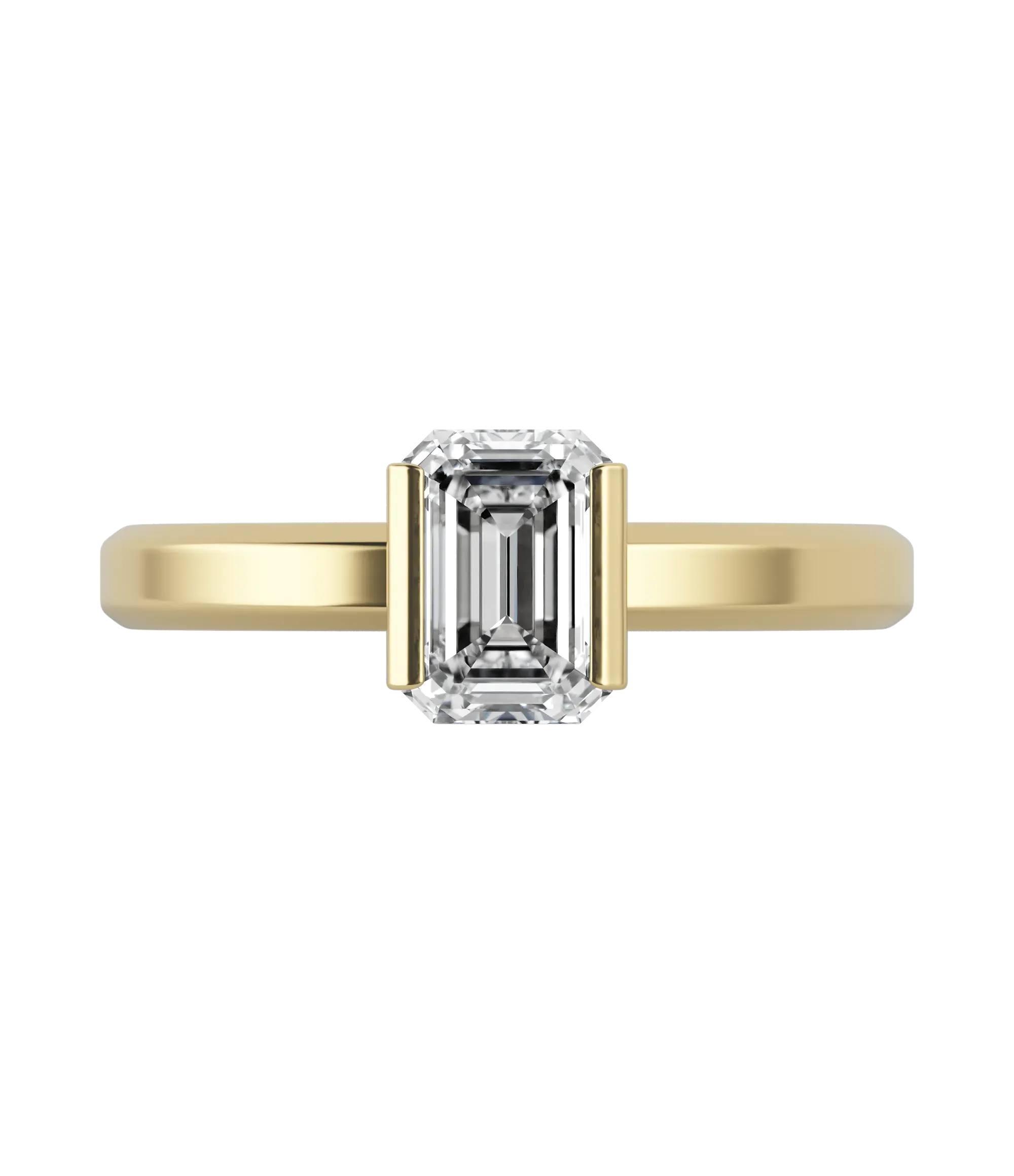 Emerald cut lab-grown diamond solitaire ring 1.00ct in 18K recycled yellow gold
