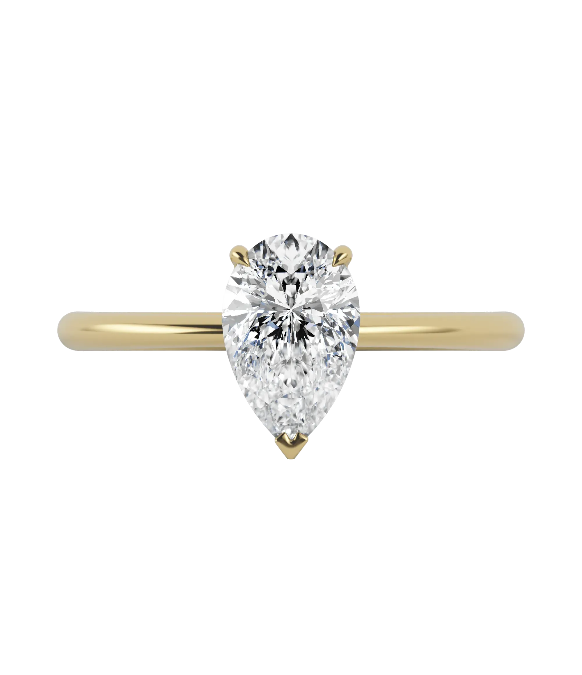 Pear cut certified lab-grown diamond solitaire ring 1.00ct in 18K recycled yellow gold
