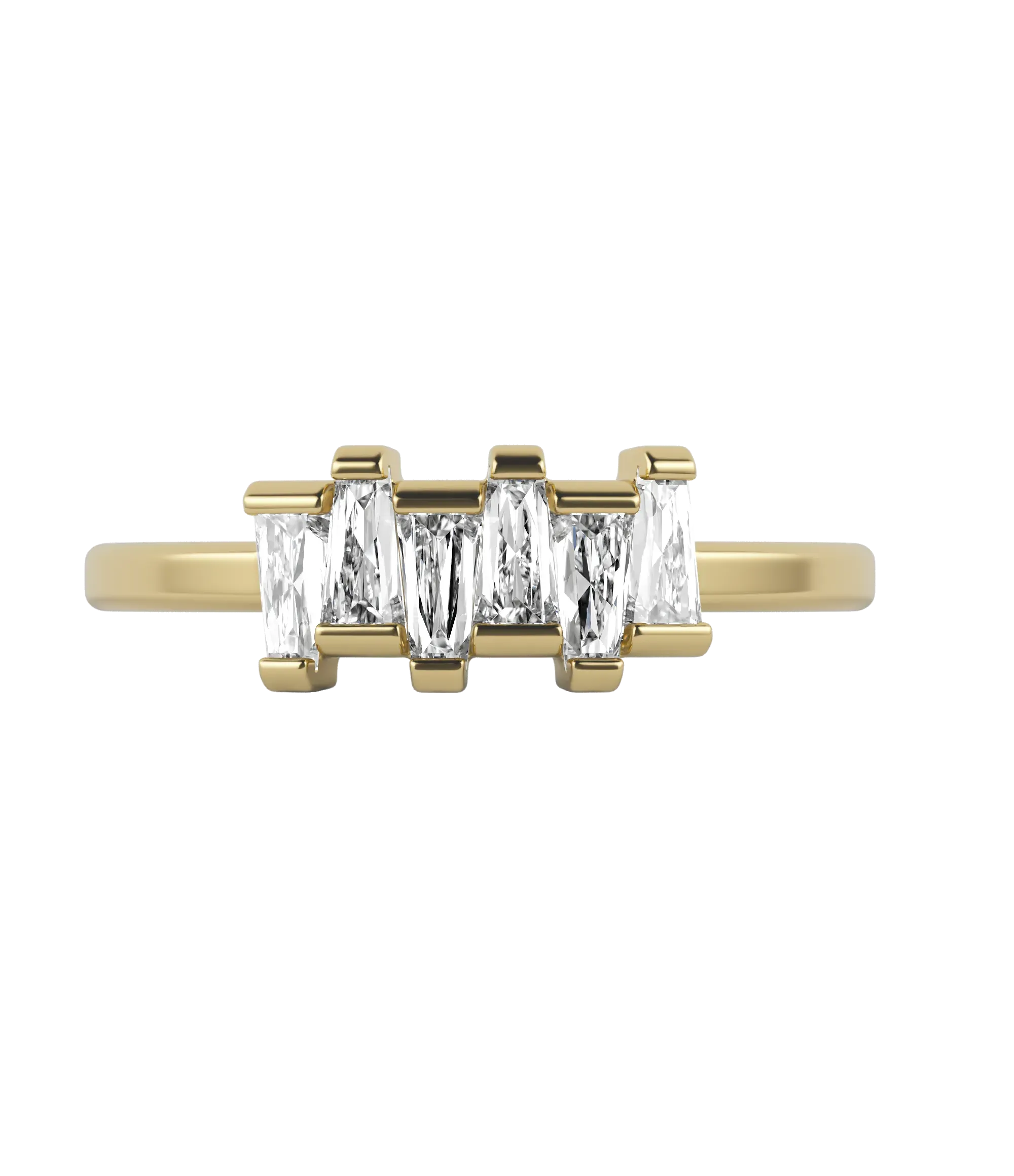 Tapered baguette lab-grown diamond multi-stone ring 0.48ct in 18K recycled yellow gold