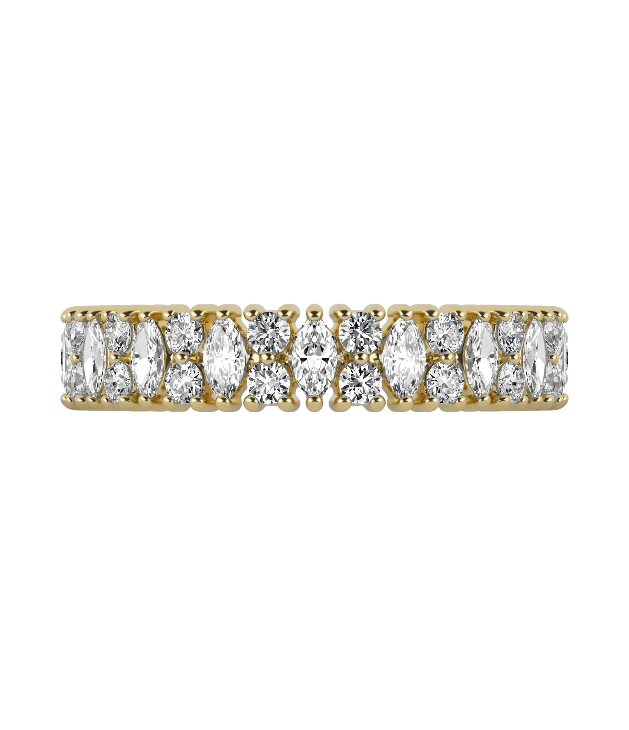 Marquise & round brilliant lab-grown diamond half eternity ring 0.77ct in 18K recycled yellow gold