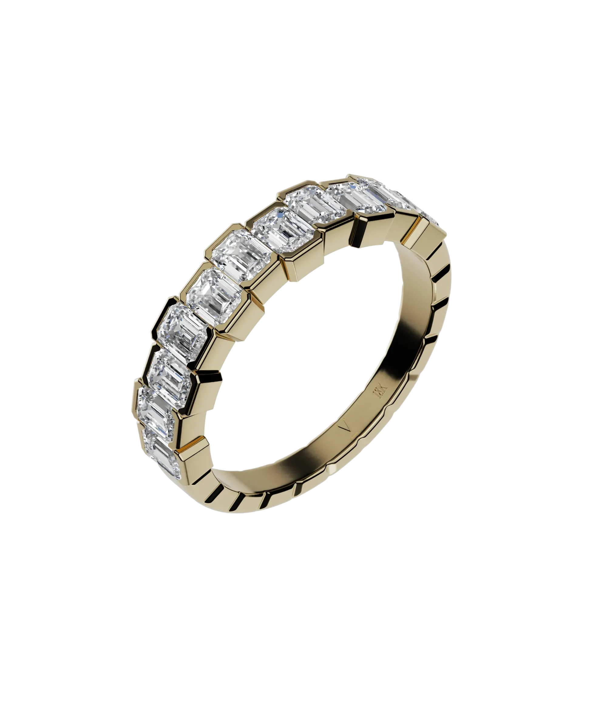 Emerald cut lab-grown diamond multi-stone ring 1.65ct in 18K recycled yellow gold