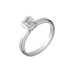 Emerald cut lab-grown diamond solitaire ring 1.00ct in 18K recycled white gold