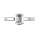 Emerald cut lab-grown diamond solitaire ring 1.00ct in 18K recycled white gold