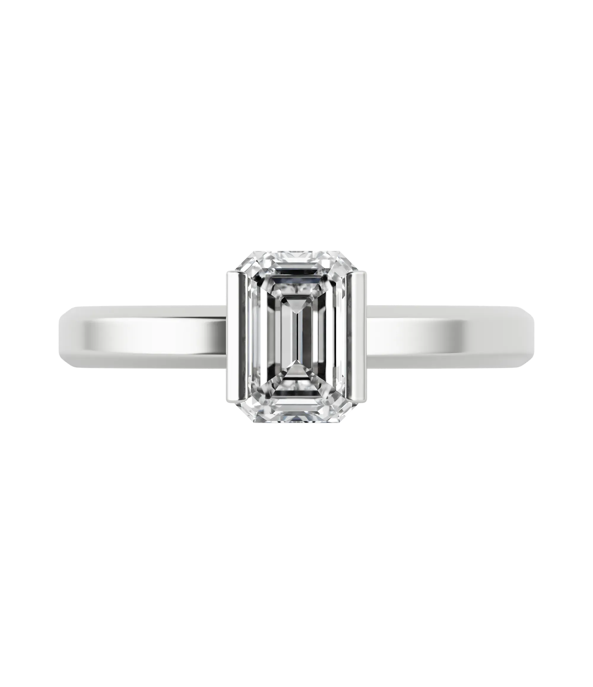 Emerald cut lab-grown diamond solitaire ring 1.00ct in 18K recycled white gold