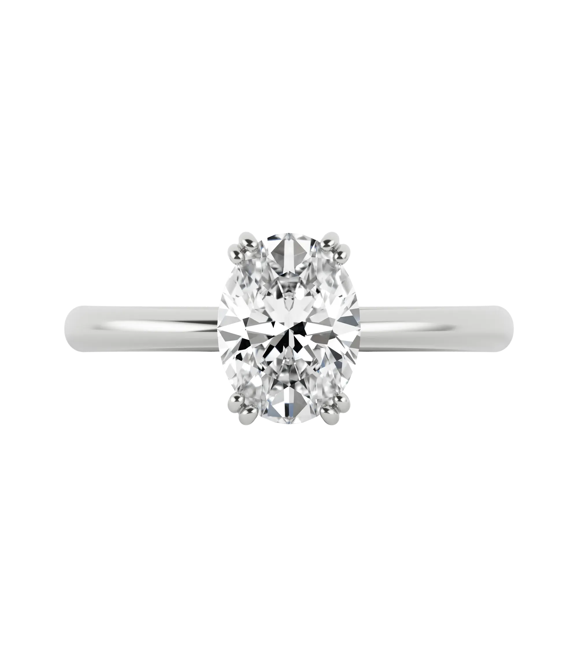 Oval cut certified lab-grown diamond solitaire ring 1.00ct in 18K recycled white gold