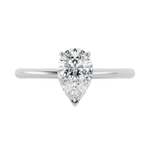 Pear cut certified lab-grown diamond solitaire ring 1.00ct in 18K recycled white gold