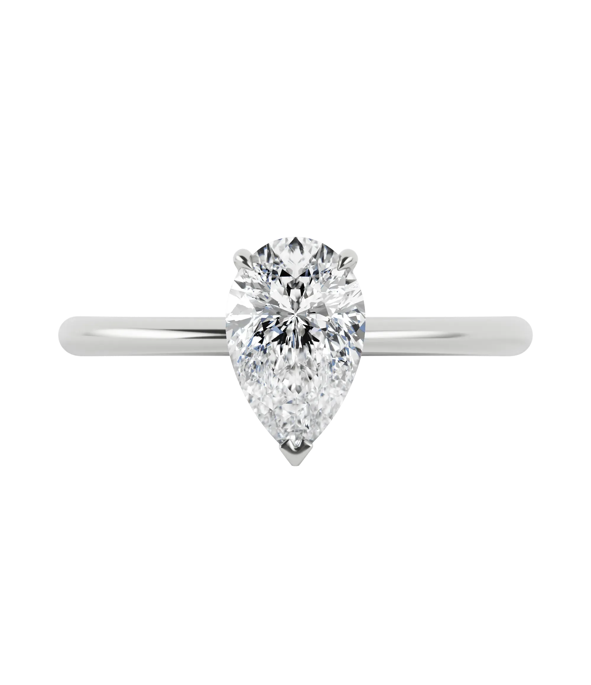 Pear cut certified lab-grown diamond solitaire ring 1.00ct in 18K recycled white gold