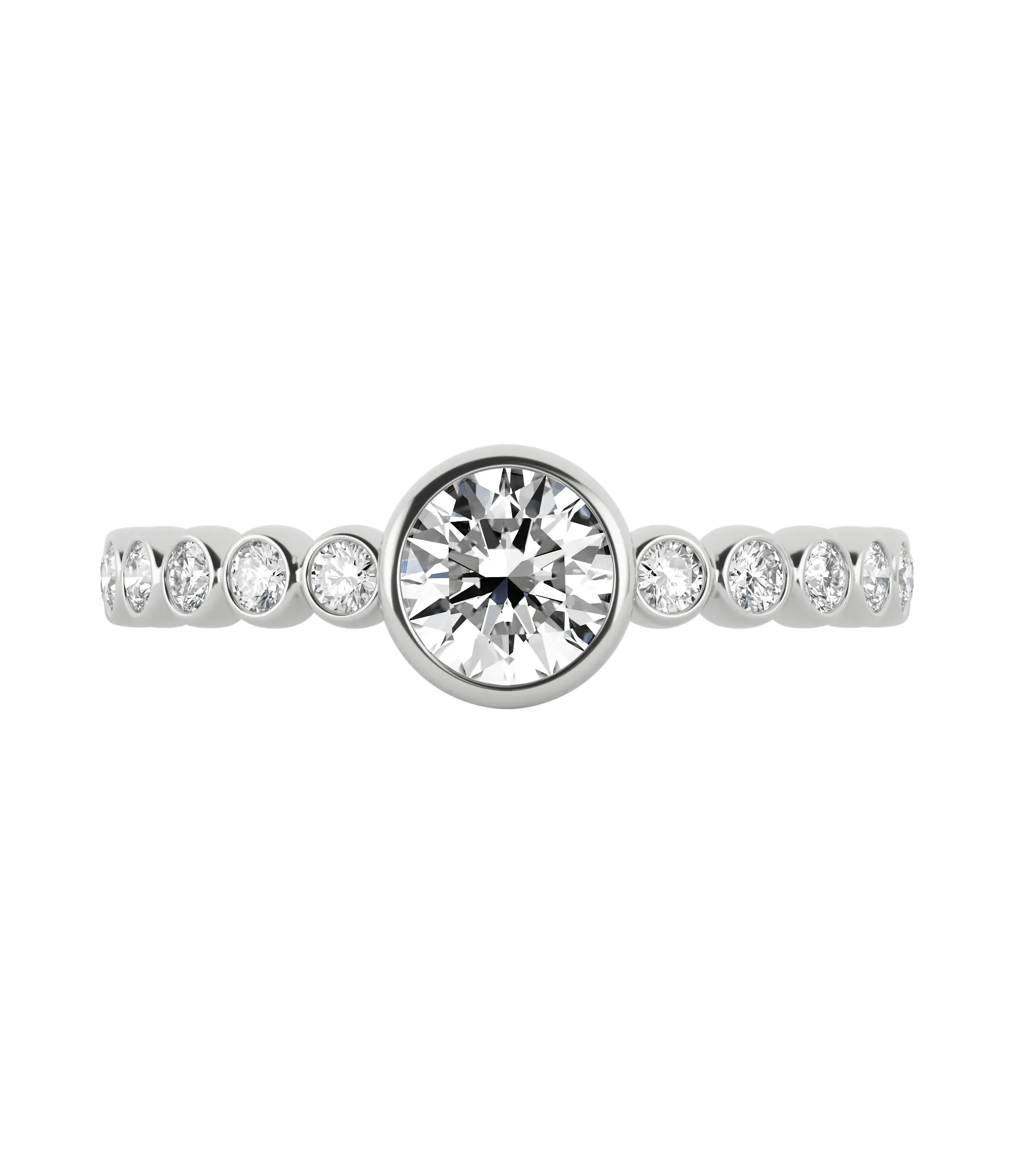 Round brilliant lab-grown diamond bezel embellished ring 0.78ct in 18K recycled white gold