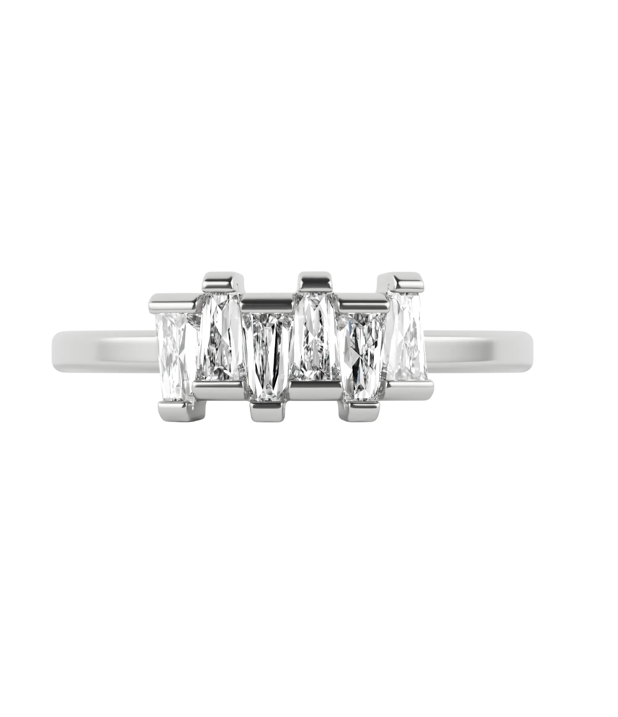 Tapered baguette lab-grown diamond multi-stone ring 0.48ct in 18K recycled white gold