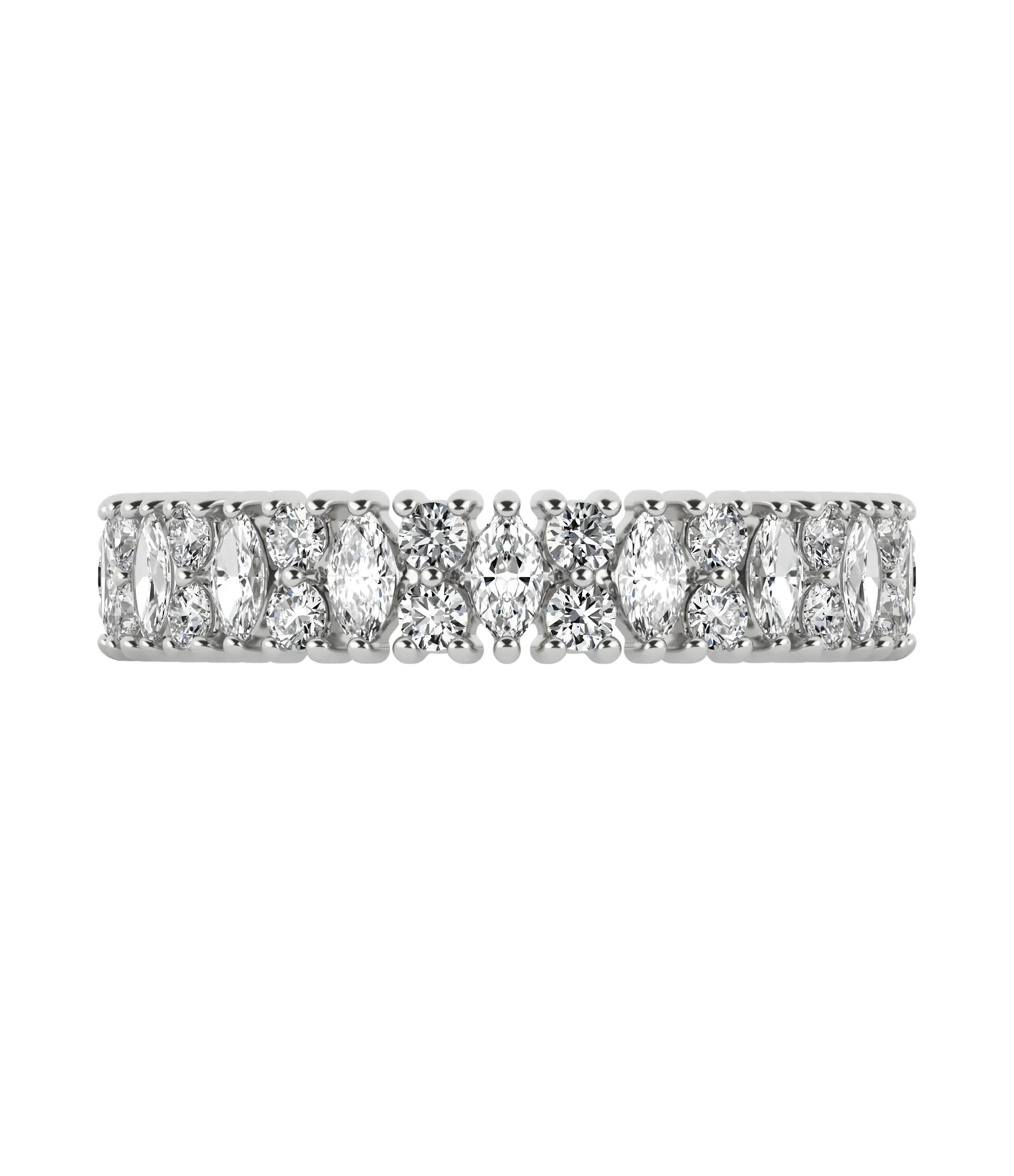 Marquise & round brilliant lab-grown diamond half eternity ring 0.77ct in 18K recycled white gold