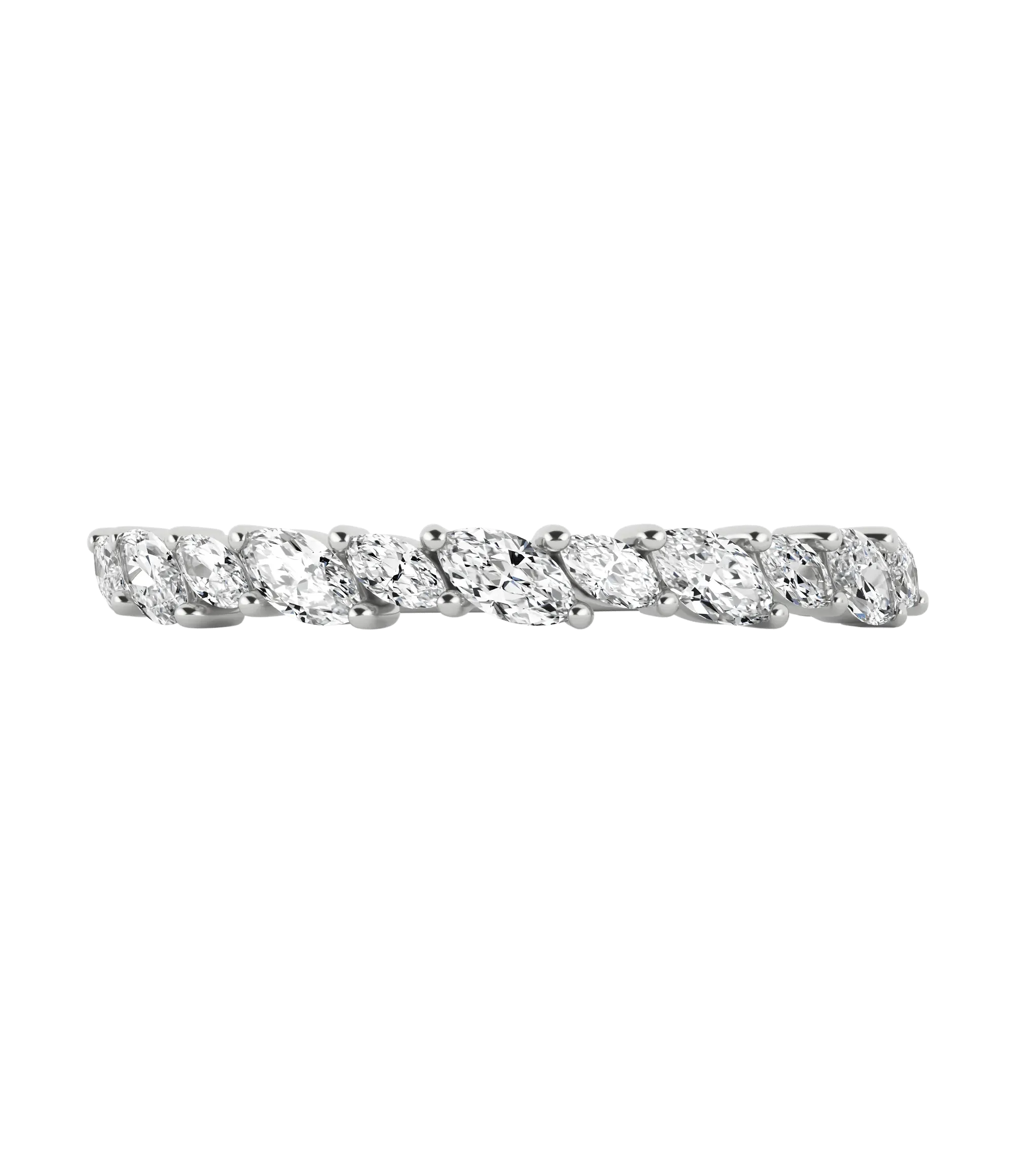 Marquise lab-grown diamond half eternity ring 0.48ct in 18K recycled white gold