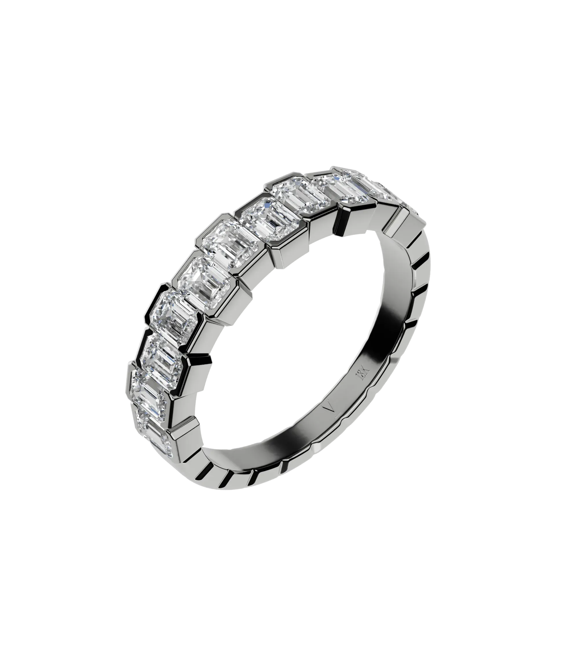 Emerald cut lab-grown diamond multi-stone ring 1.65ct in 18K recycled white gold