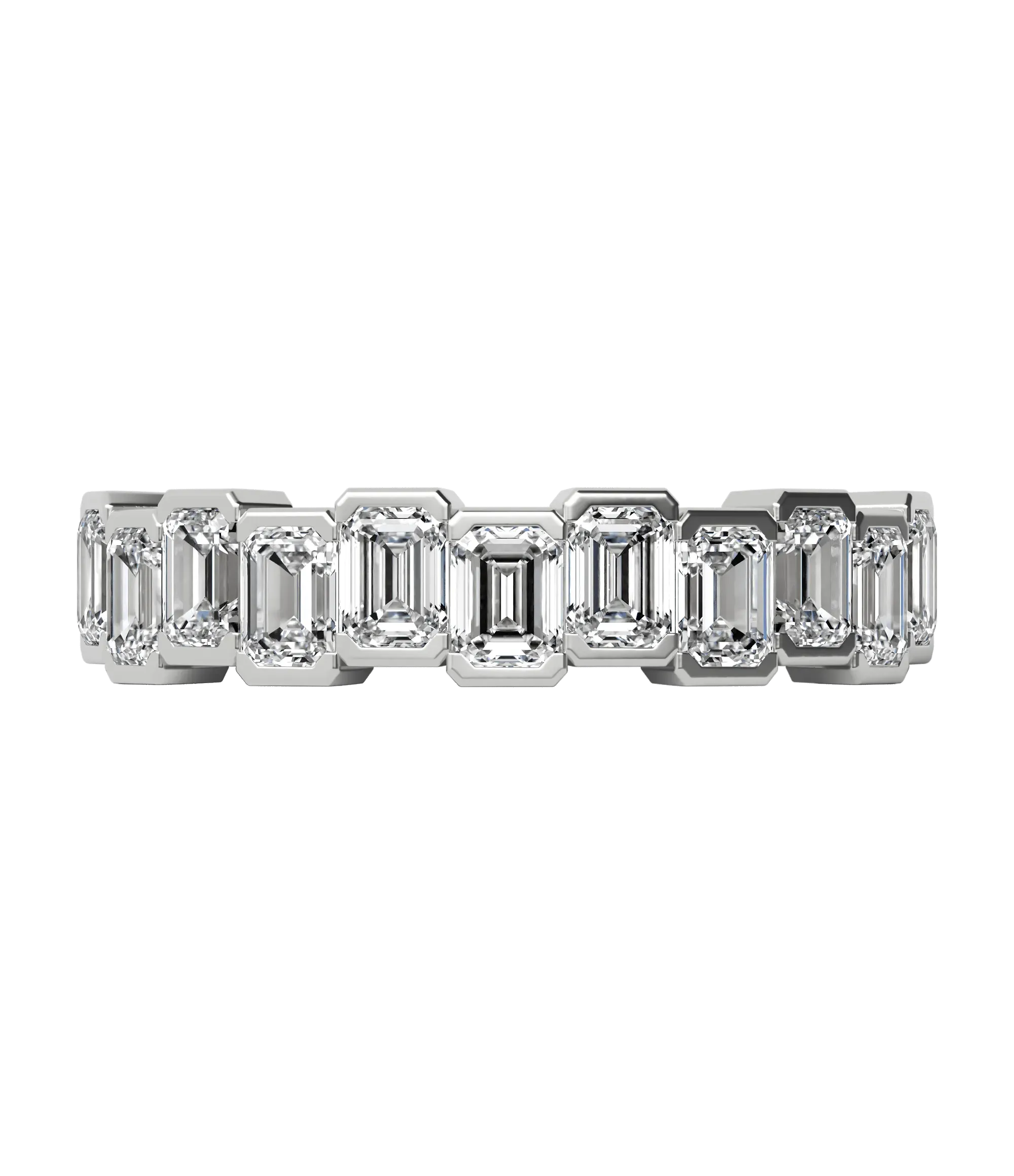Emerald cut lab-grown diamond multi-stone ring 1.65ct in 18K recycled white gold