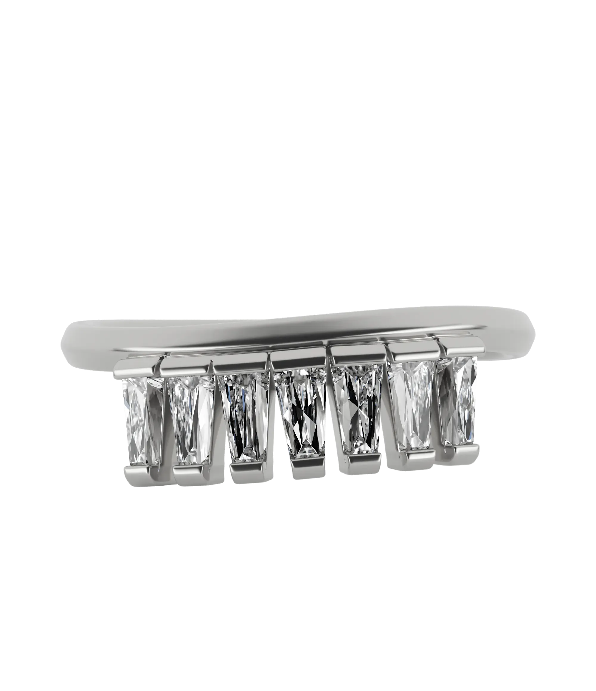 Tapered baguette lab-grown diamond multi-stone twist ring 0.84ct in 18K recycled white gold